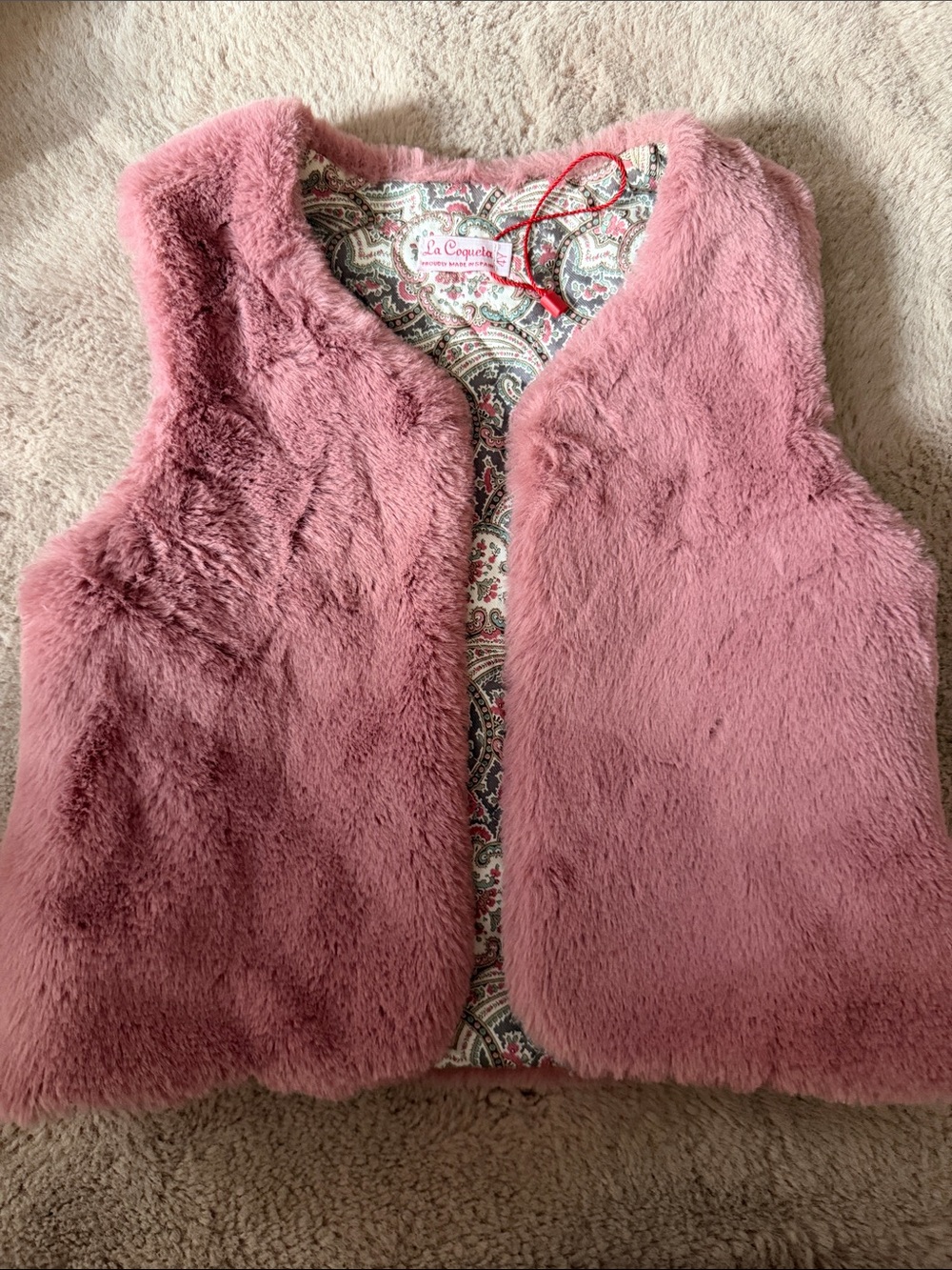 La Coqueta Pink Faux Fur Vest for Kids